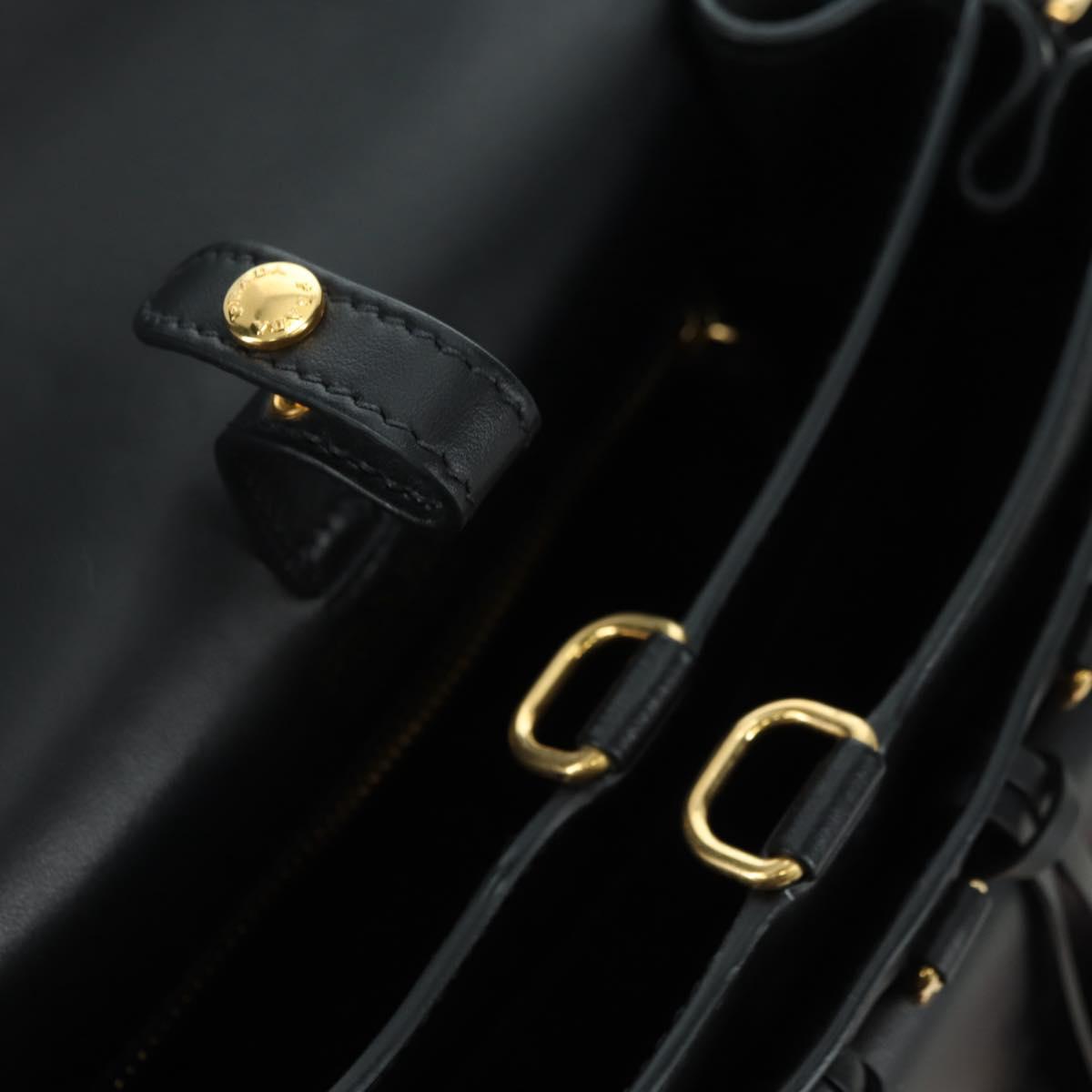 PRADA Hand Bag Fur Leather Blue Black Auth am11517SM