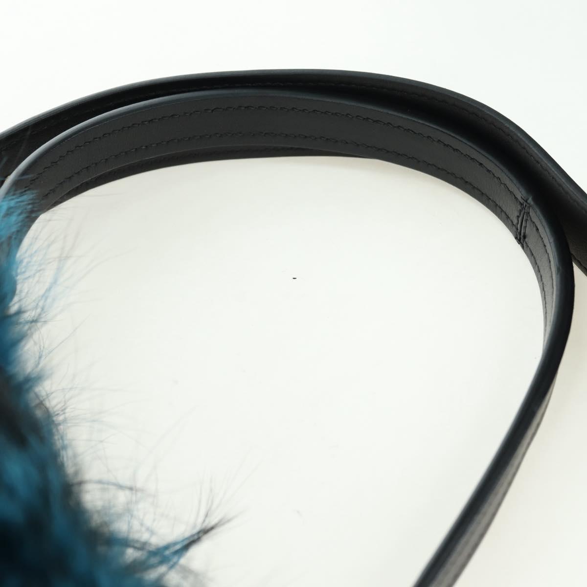 PRADA Hand Bag Fur Leather Blue Black Auth am11517SM