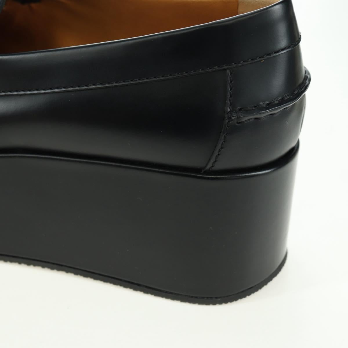GUCCI loafers Sherry Round Toe Platform Leather 37 1/2 658920 Auth am11523V