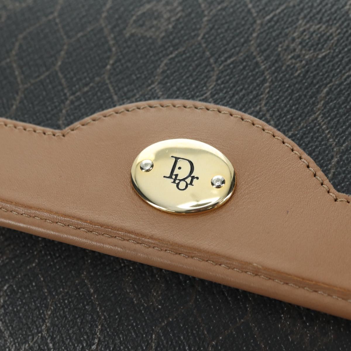 Christian Dior Honeycomb Canvas Chain Shoulder Bag PVC Gray Gold Auth am11525A