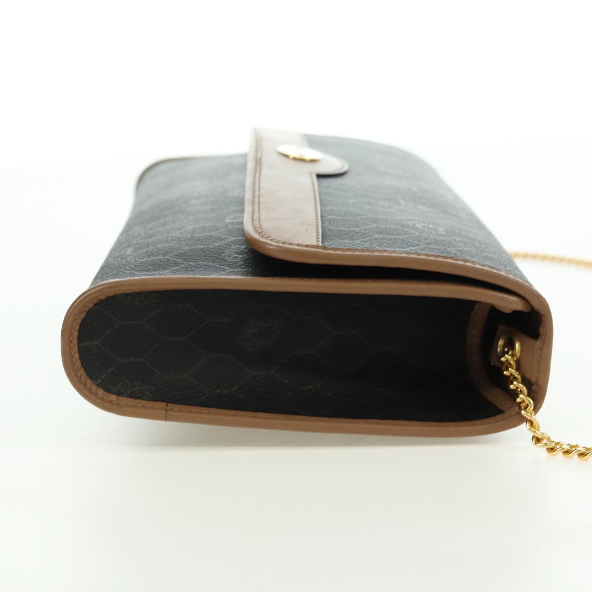 Christian Dior Honeycomb Canvas Chain Shoulder Bag PVC Gray Gold Auth am11525A