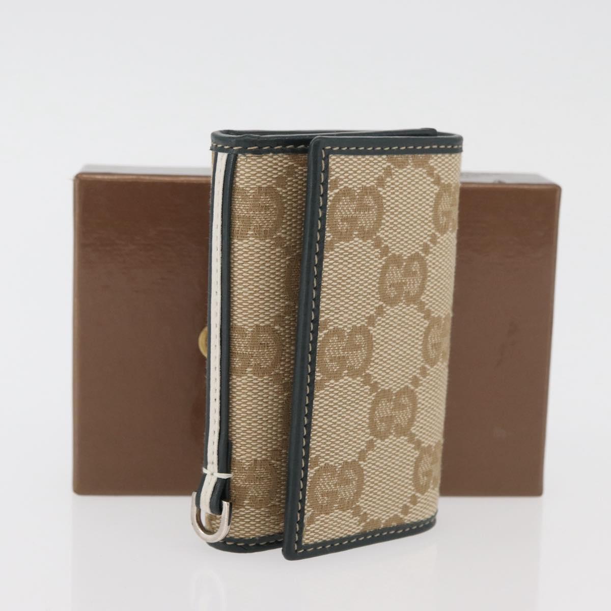 GUCCI GG Canvas Key Case Beige Green 131928 Auth am11528V