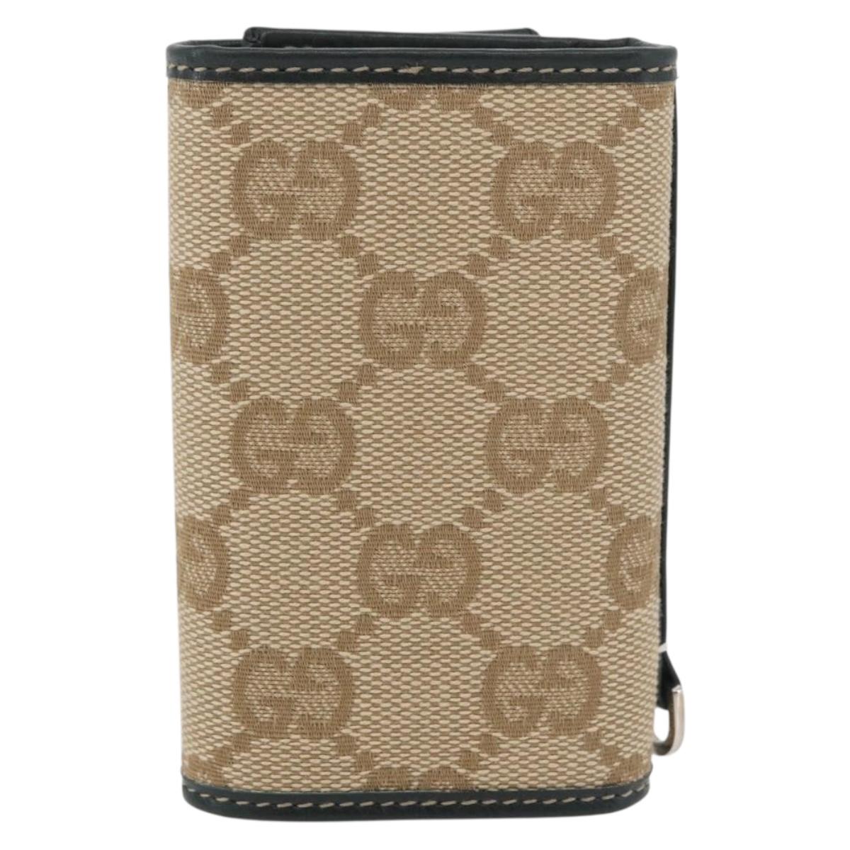 GUCCI GG Canvas Key Case Beige Green 131928 Auth am11528V