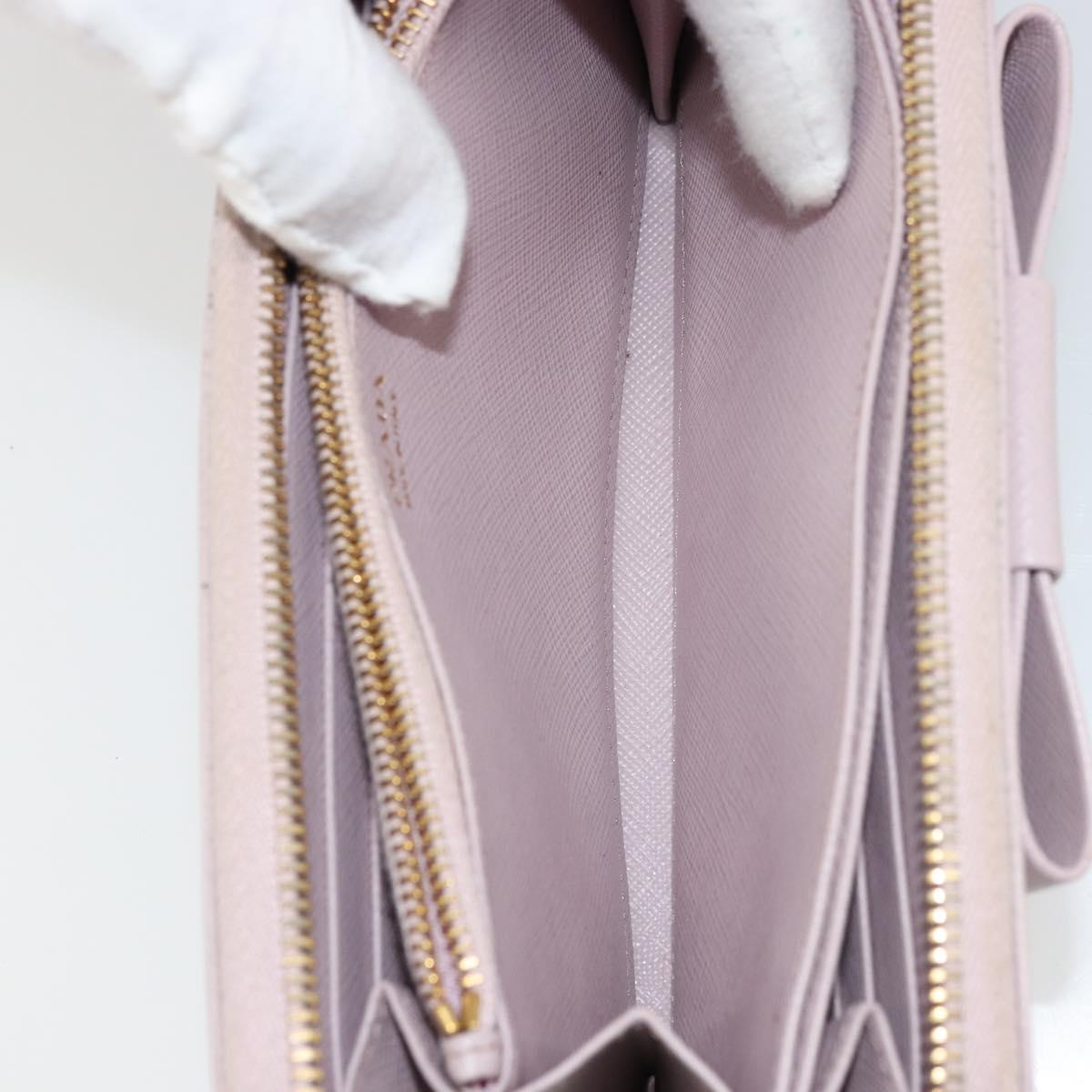 PRADA Ribbon Long Wallet Safiano leather Pink Gold Auth am11530