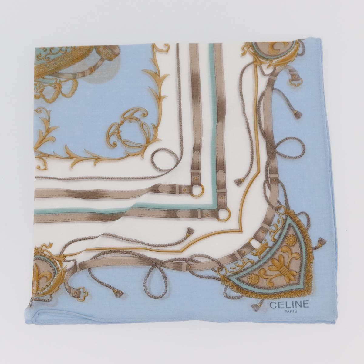 CELINE Handkerchief Cotton 2 Pieces Set Green Light Blue Auth am11541A