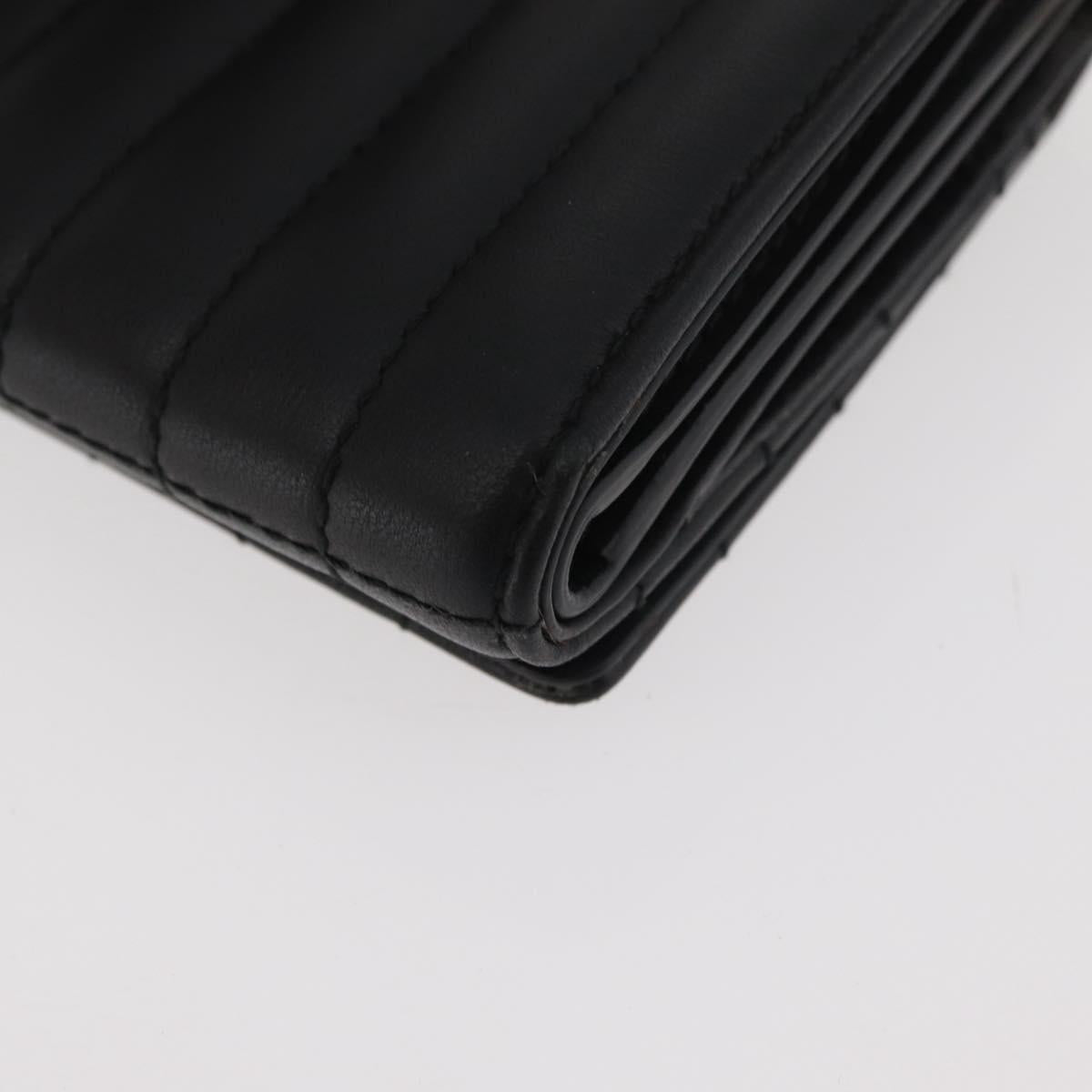 BURBERRY Roller Trifold Wallet Leather Black Gold Auth am11546V