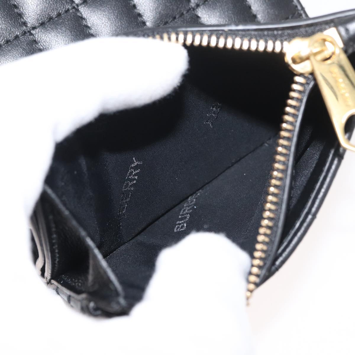 BURBERRY Roller Trifold Wallet Leather Black Gold Auth am11546V