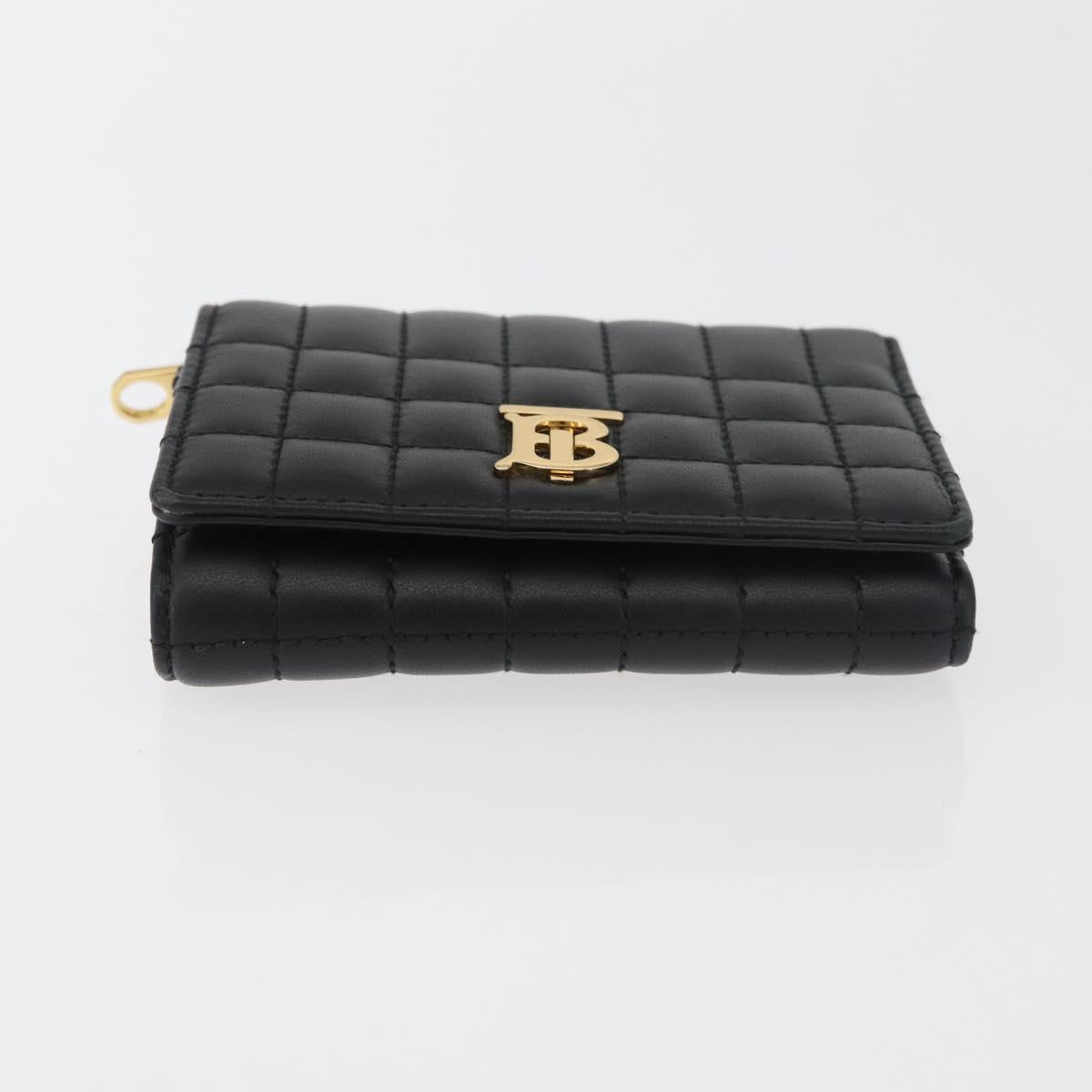 BURBERRY Roller Trifold Wallet Leather Black Gold Auth am11546V