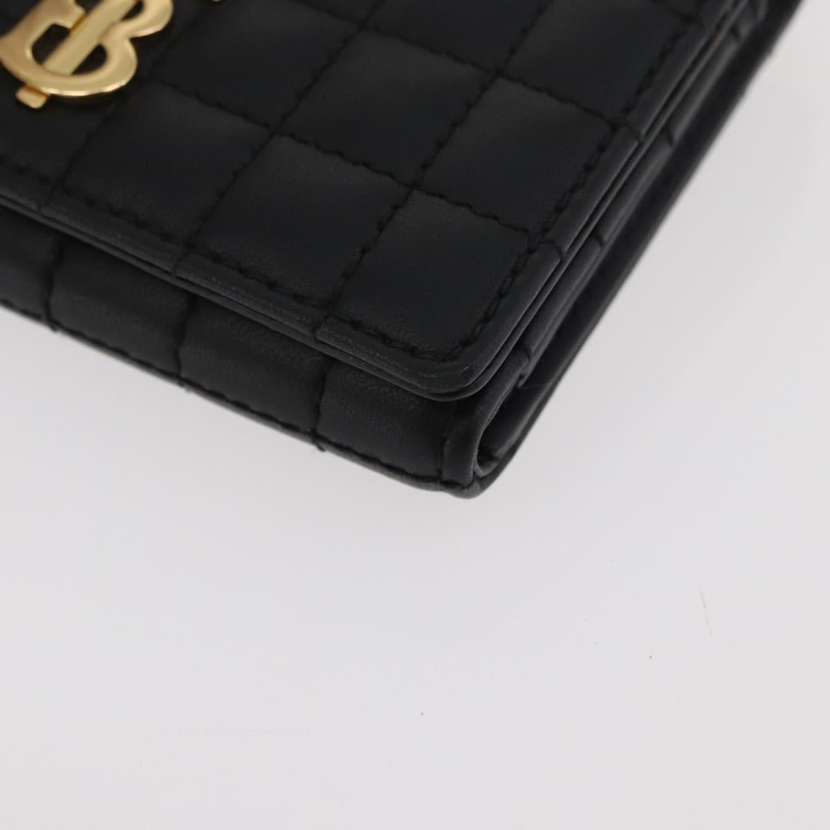 BURBERRY Roller Trifold Wallet Leather Black Gold Auth am11546V