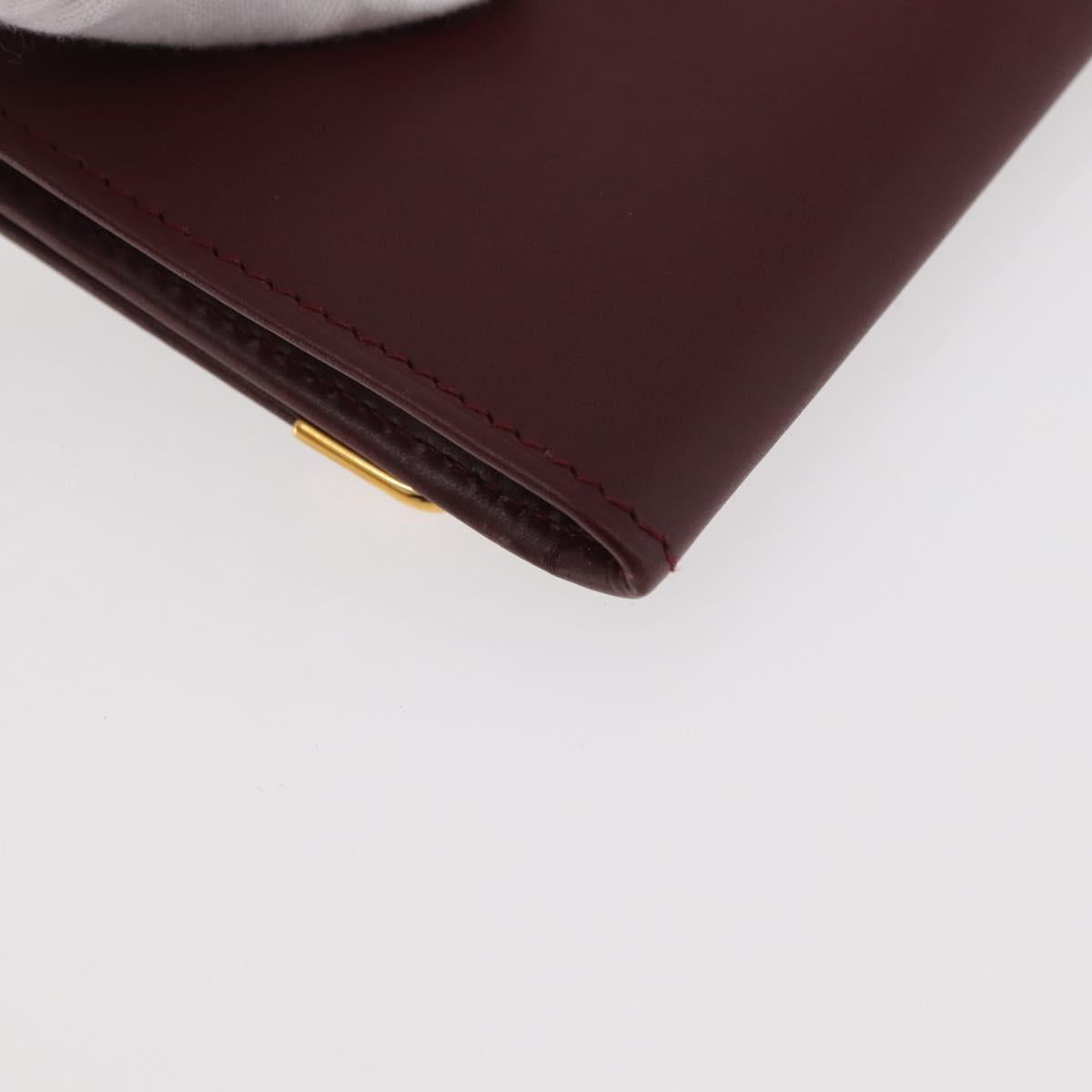 CARTIER Must Line Coin Purse Leather Bordeaux Gold Auth am11548V