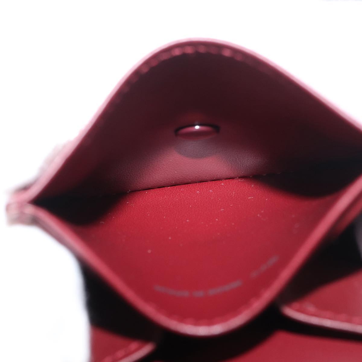 CARTIER Must Line Coin Purse Leather Bordeaux Gold Auth am11548V