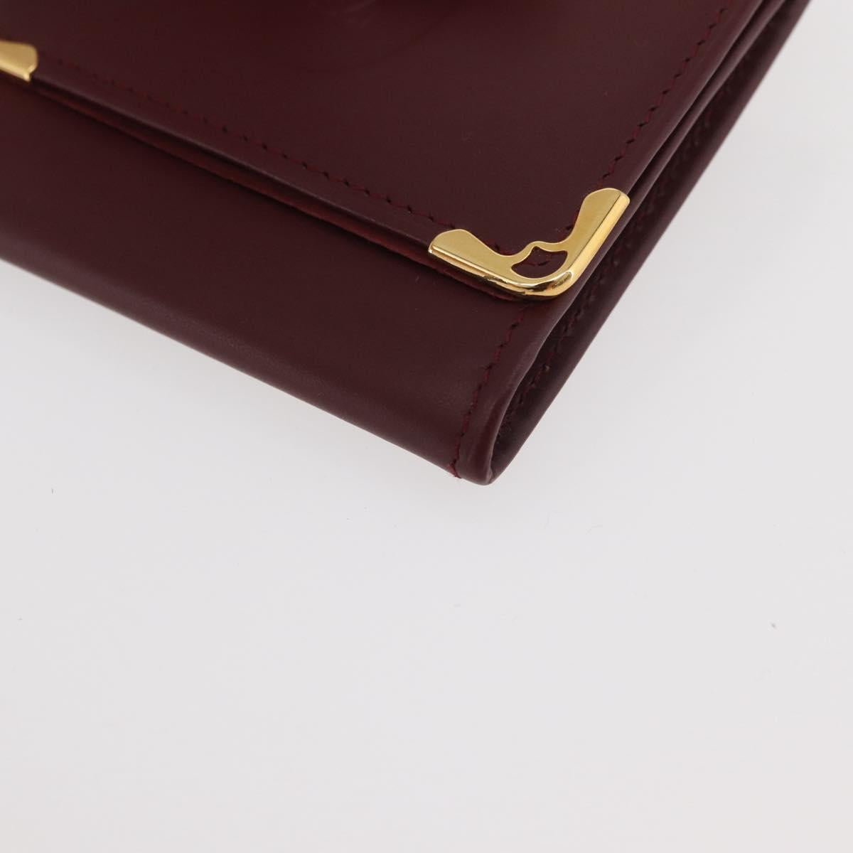 CARTIER Must Line Coin Purse Leather Bordeaux Gold Auth am11548V