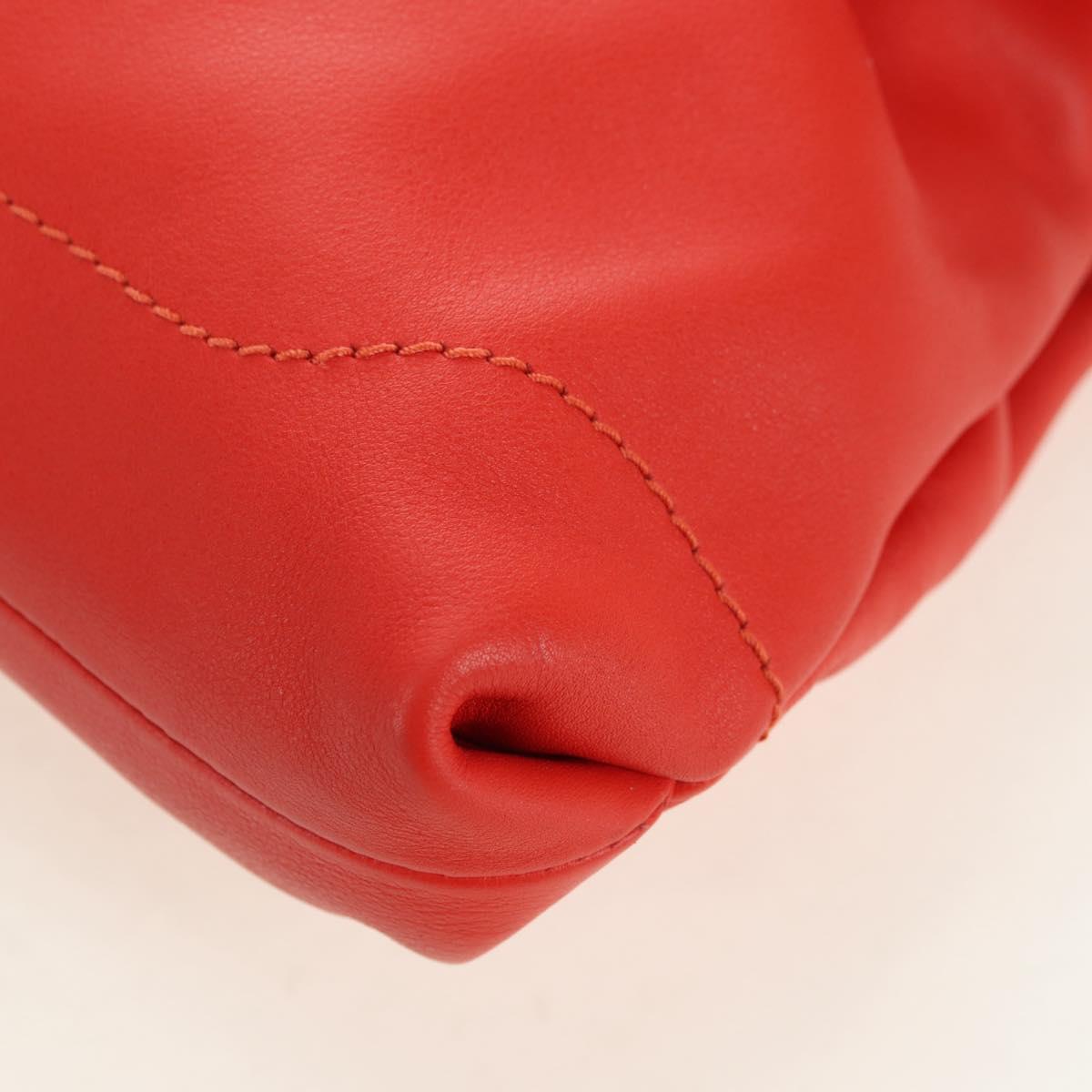 Salvatore Ferragamo Gancini Chain Hand Bag Leather Red Gold Auth am11549V