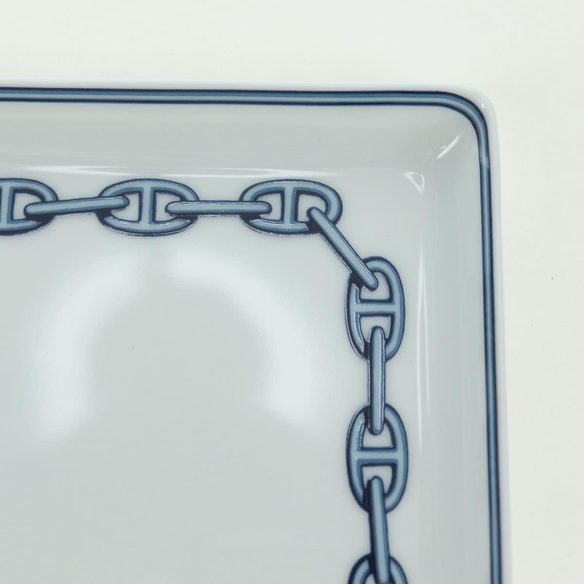 HERMES Shane Dunkle Plate Pottery White Navy Auth am11550A