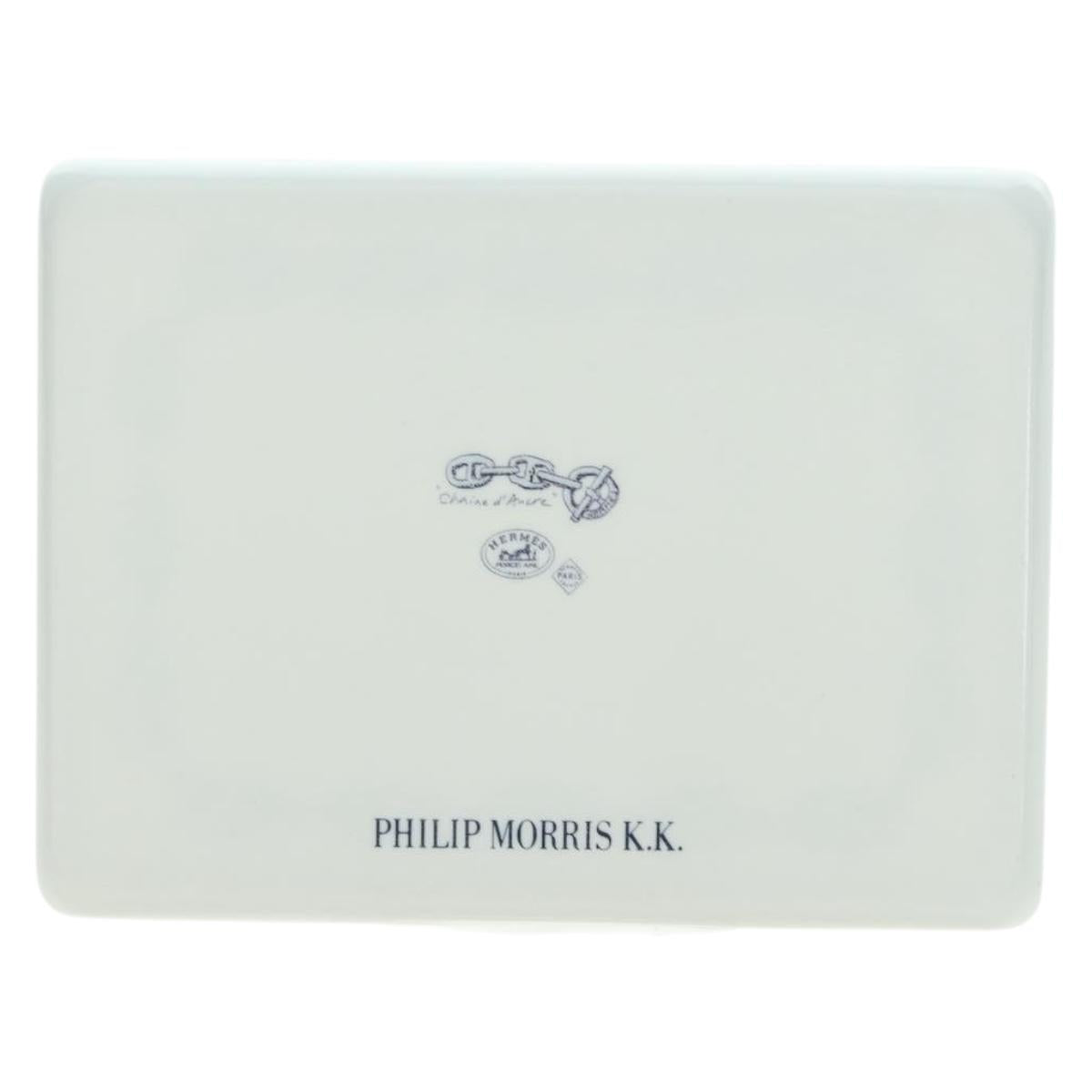 HERMES Shane Dunkle Plate Pottery White Navy Auth am11550A