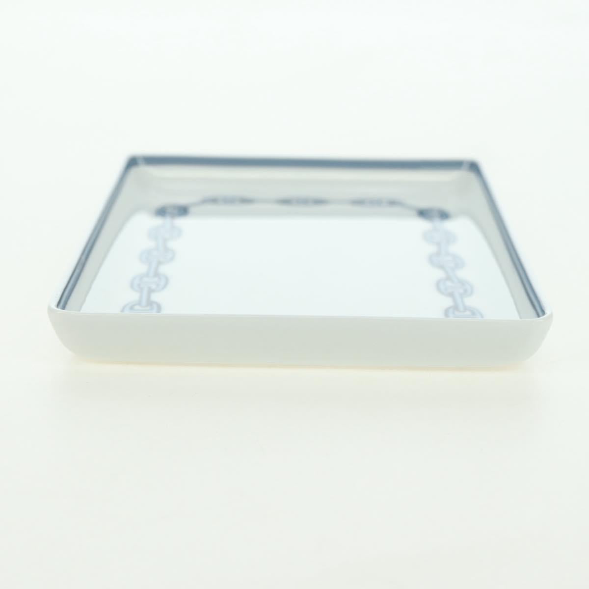 HERMES Shane Dunkle Plate Pottery White Navy Auth am11550A