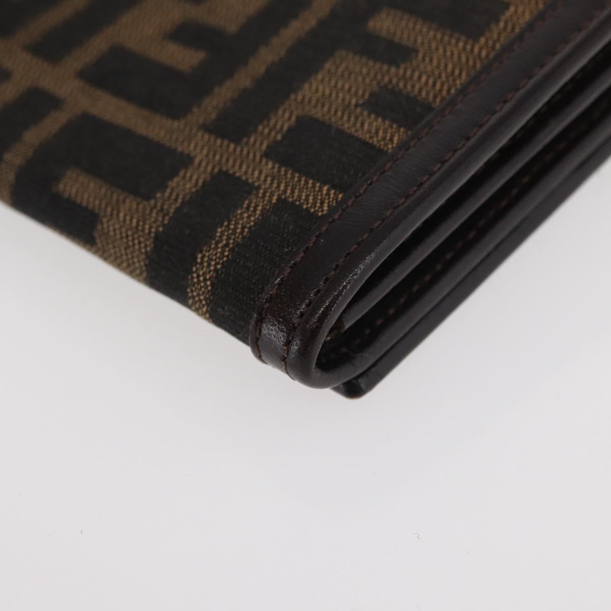 FENDI Zucca Canvas Long Wallet Black Brown Auth am11551V