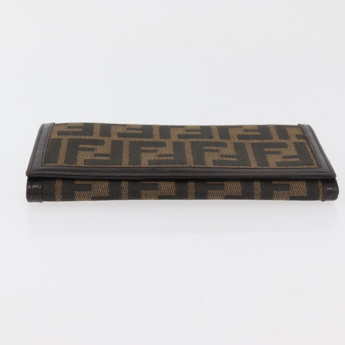 FENDI Zucca Canvas Long Wallet Black Brown Auth am11551V