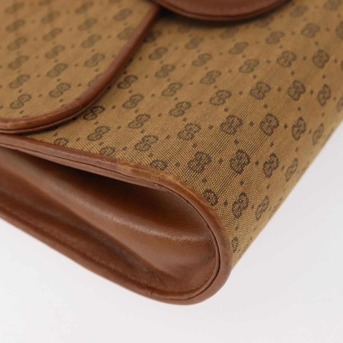 GUCCI Micro GG Canvas Shoulder Bag Beige Gold Auth am11560