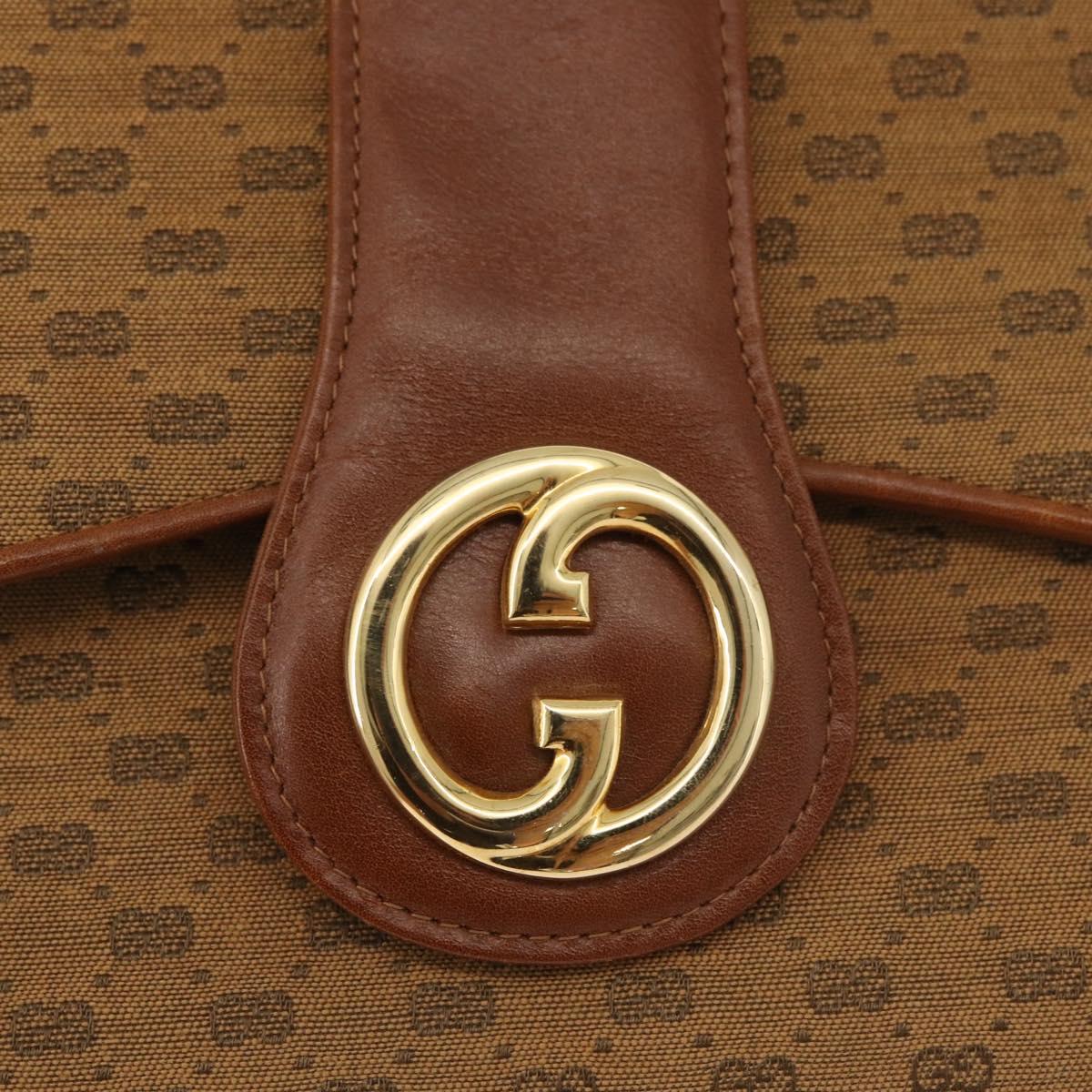 GUCCI Micro GG Canvas Shoulder Bag Beige Gold Auth am11560