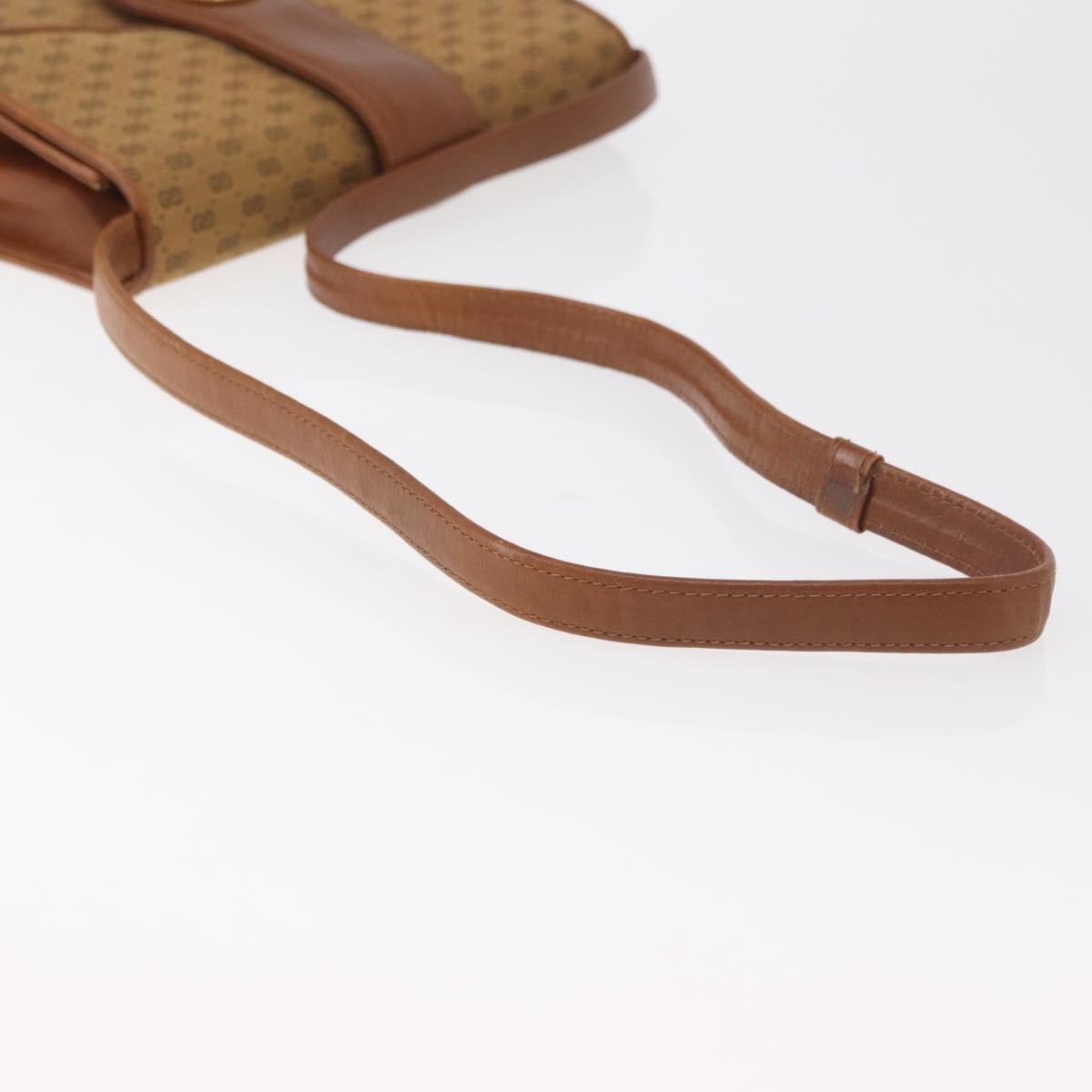 GUCCI Micro GG Canvas Shoulder Bag Beige Gold Auth am11560