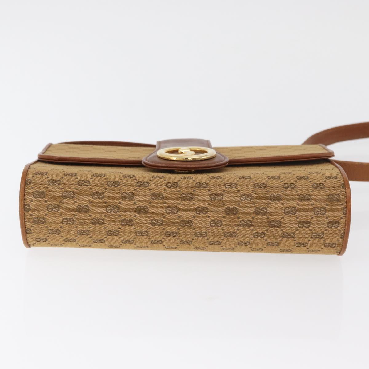GUCCI Micro GG Canvas Shoulder Bag Beige Gold Auth am11560