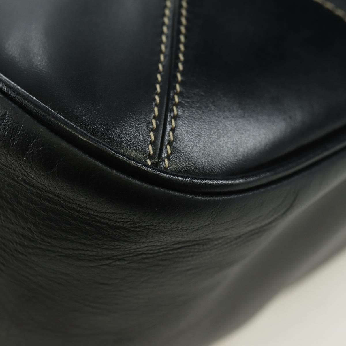 PRADA Hand Bag Leather Black Silver Auth am11564V