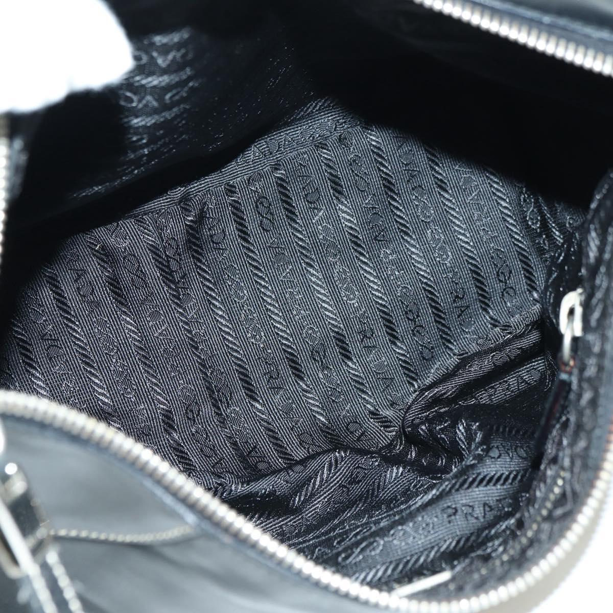 PRADA Hand Bag Leather Black Silver Auth am11564V