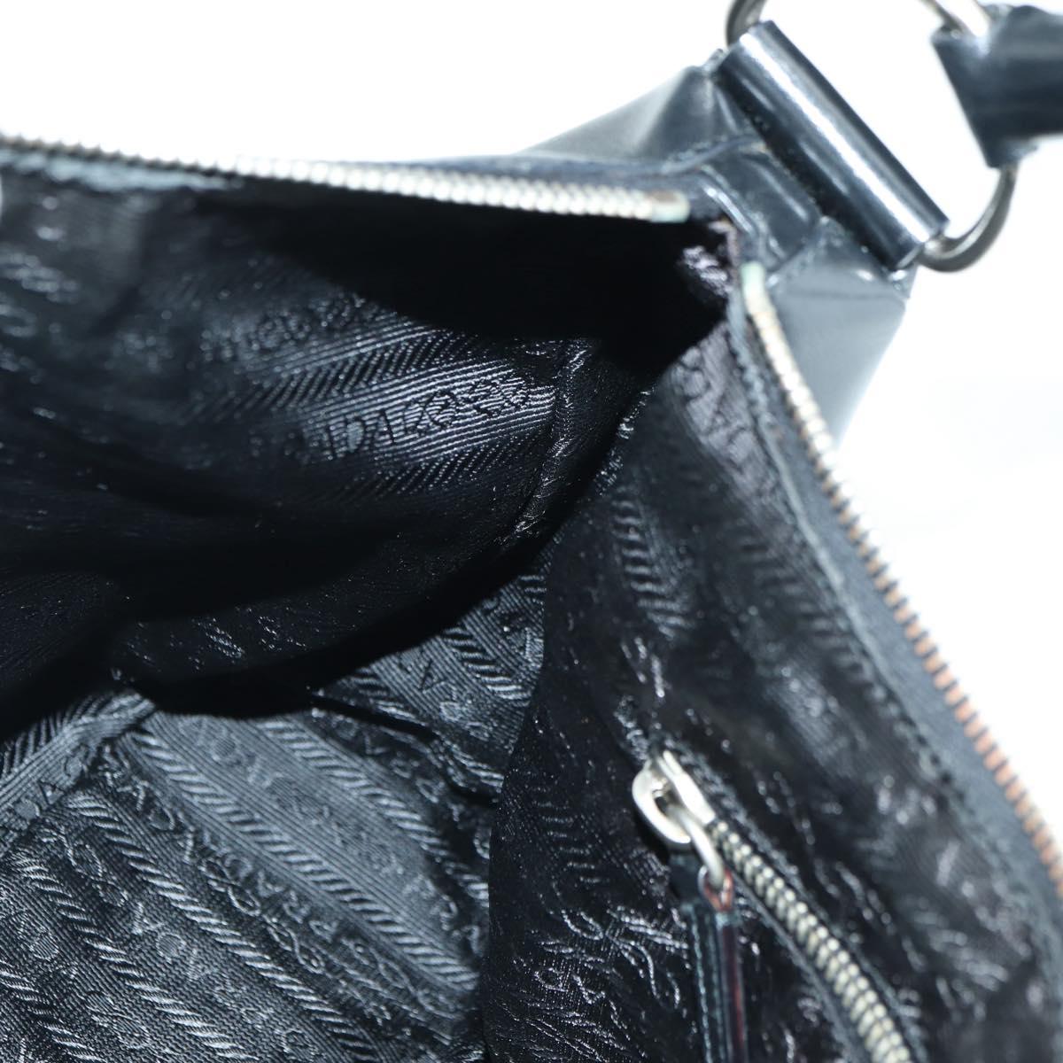 PRADA Hand Bag Leather Black Silver Auth am11564V