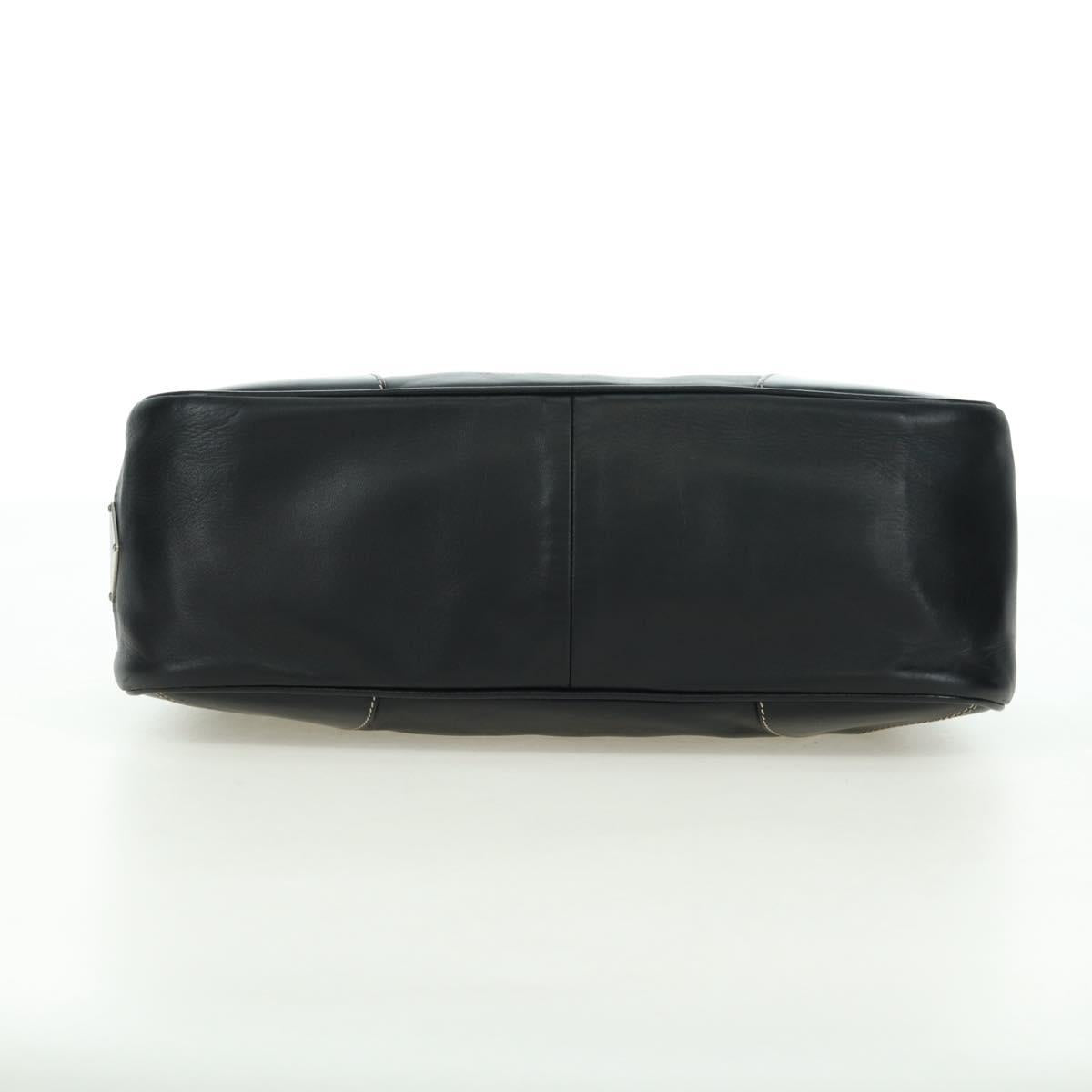 PRADA Hand Bag Leather Black Silver Auth am11564V