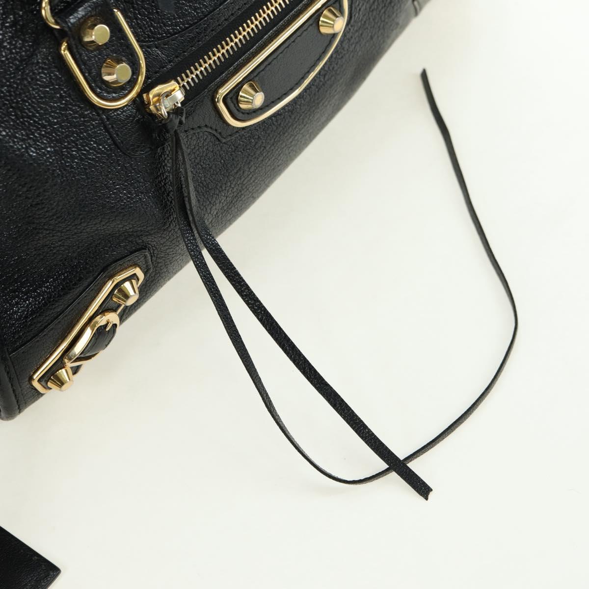 BALENCIAGA City Hand Bag Leather 2way Black Gold 432831 Auth am11565V