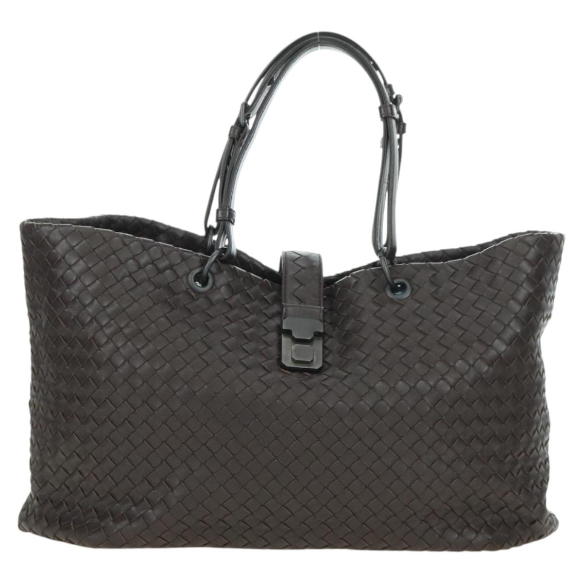 BOTTEGA VENETA INTRECCIATO Ready Lock Tote Bag Leather Brown Auth am11570SAV