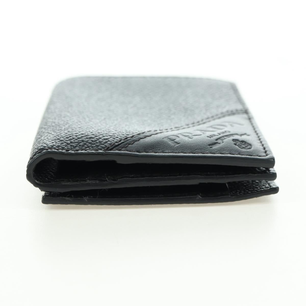 PRADA Card Case Leather Black Auth am11572V