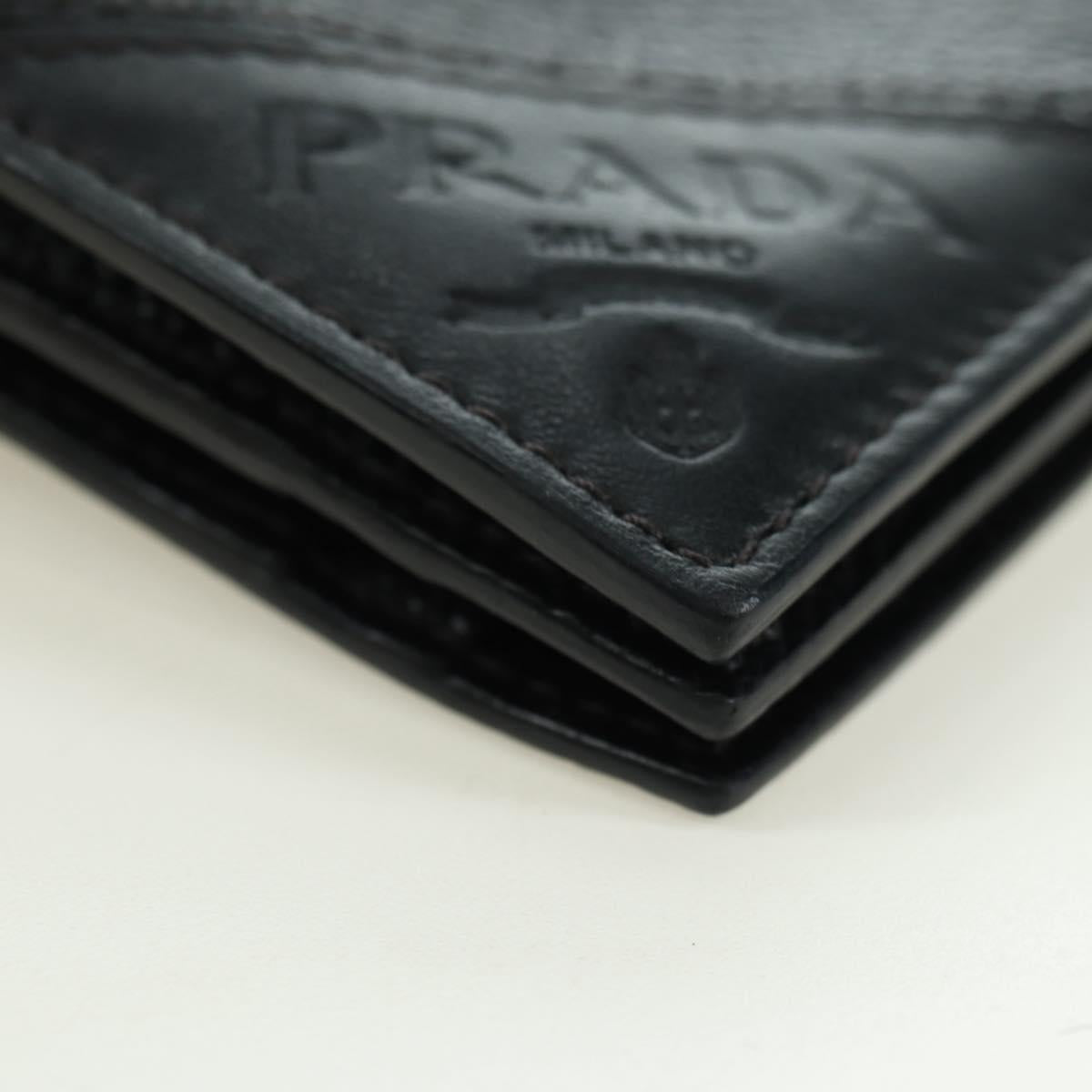 PRADA Card Case Leather Black Auth am11572V