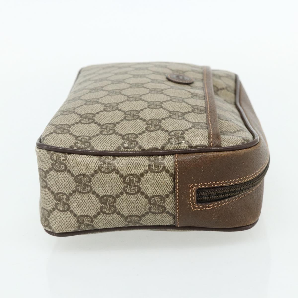 GUCCI GG Supreme Clutch Bag PVC Beige Brown Gold 89 01 044 Auth am11575