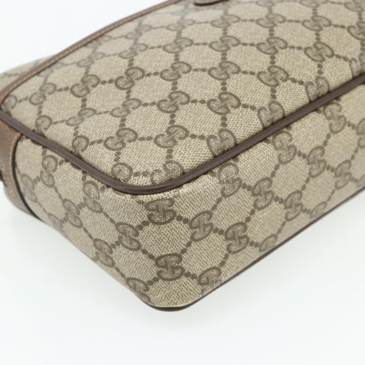 GUCCI GG Supreme Clutch Bag PVC Beige Brown Gold 89 01 044 Auth am11575