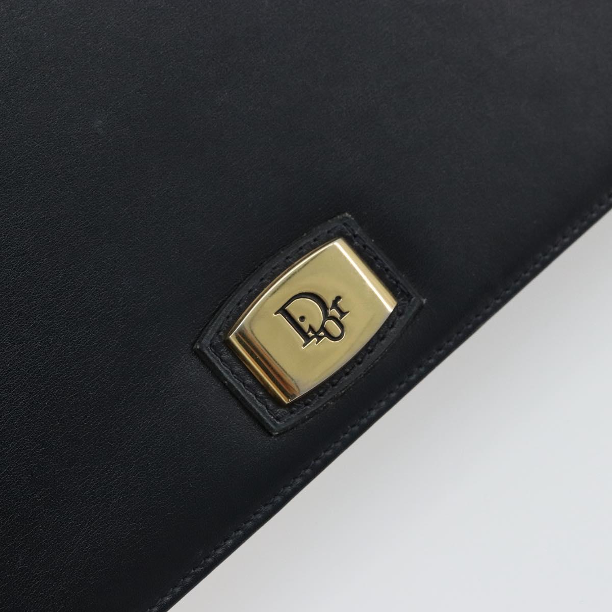 Christian Dior Shoulder Bag Leather Navy Gold Auth am11577