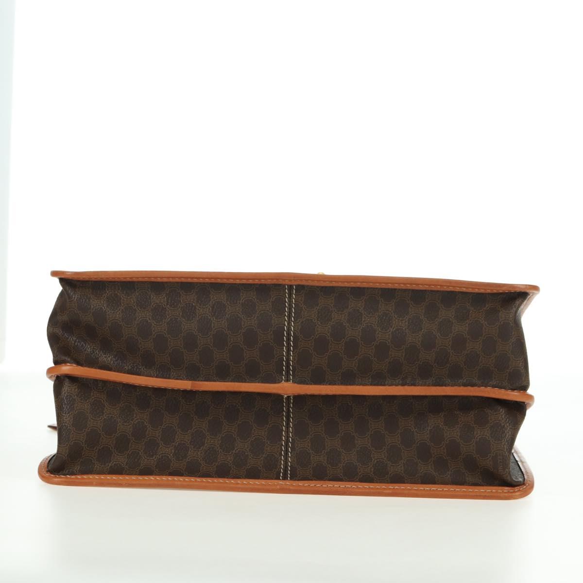 CELINE Macadam Canvas Hand Bag PVC Leather 2way Brown Gold Auth am11580V