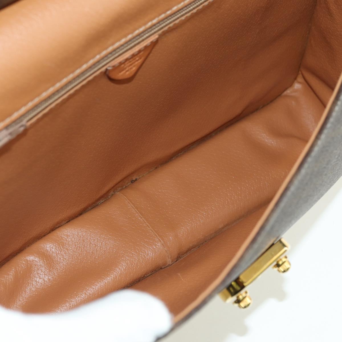 CELINE Macadam Canvas Hand Bag PVC Leather 2way Brown Gold Auth am11580V