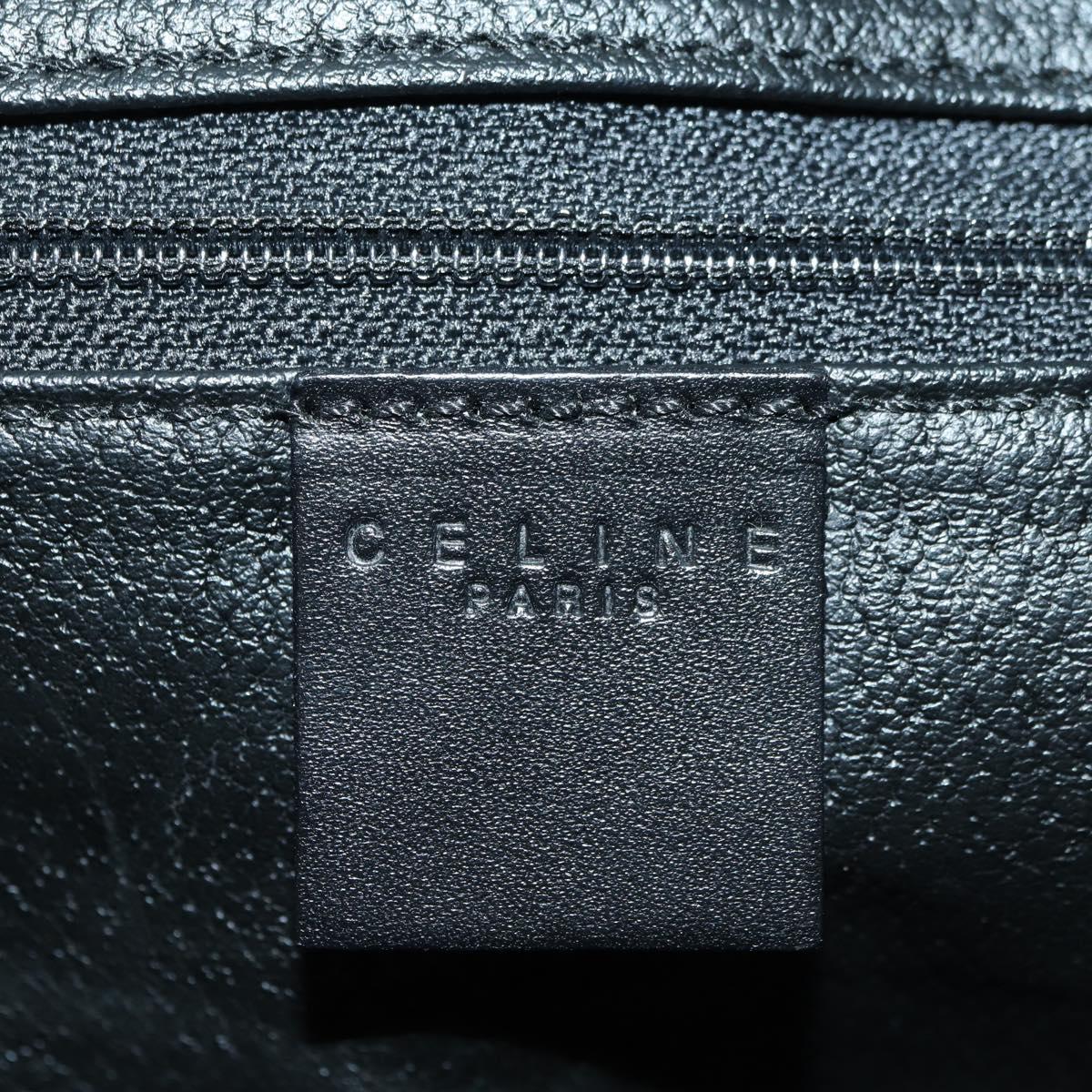 CELINE Macadam Canvas Boston Bag PVC Leather Black Gold Auth am11585V