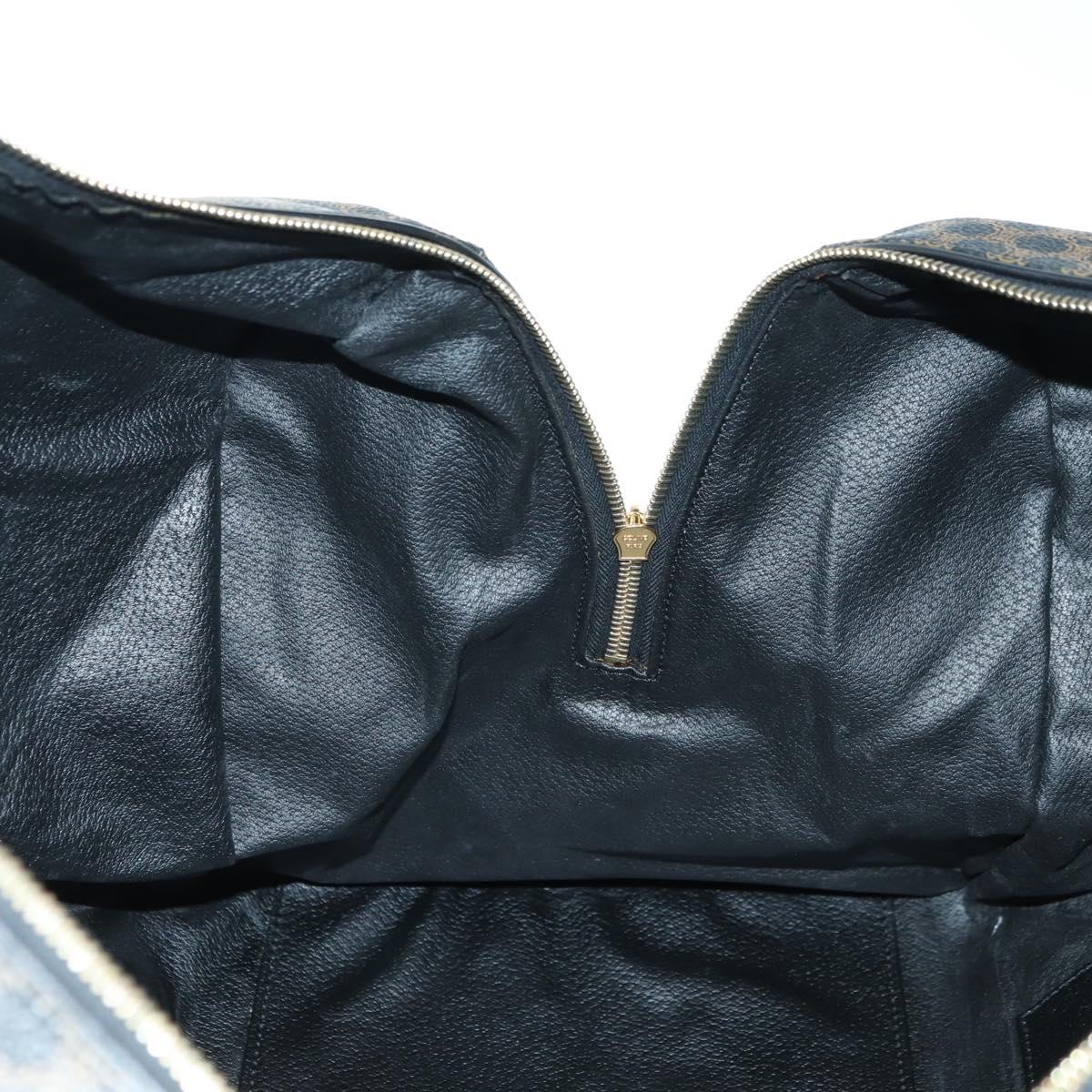 CELINE Macadam Canvas Boston Bag PVC Leather Black Gold Auth am11585V