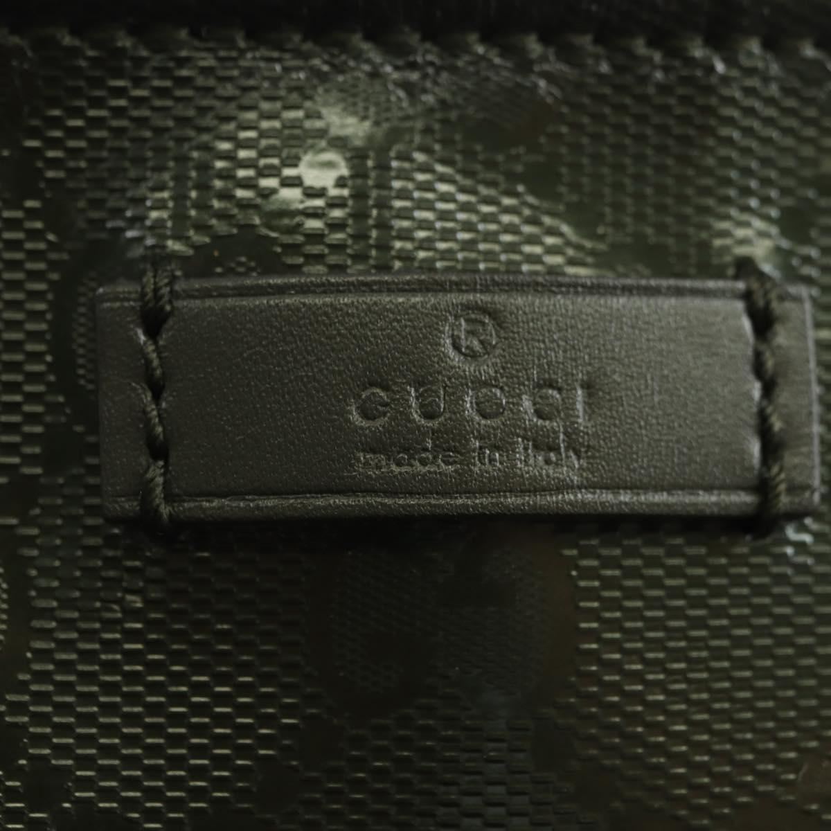 GUCCI GG Implementation Shoulder Bag PVC Silver Khaki 201538 Auth am11587V