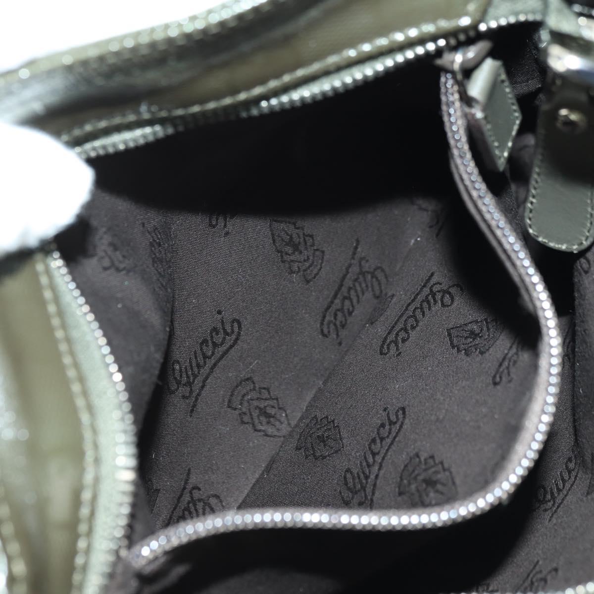 GUCCI GG Implementation Shoulder Bag PVC Silver Khaki 201538 Auth am11587V