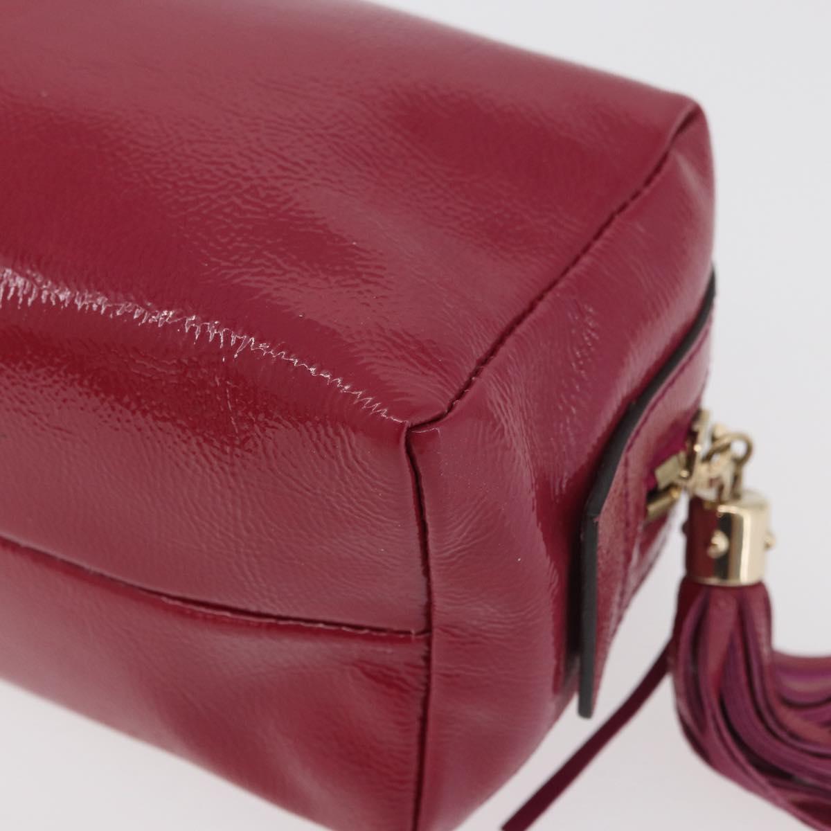 GUCCI Soho Fringe Pouch Patent leather Pink Gold 308636 Auth am11592A