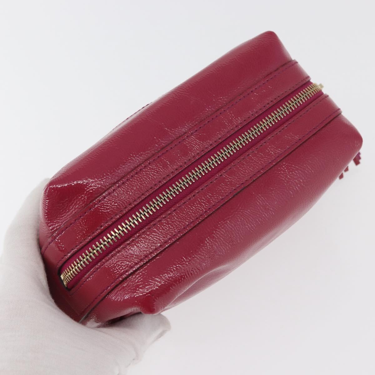 GUCCI Soho Fringe Pouch Patent leather Pink Gold 308636 Auth am11592A