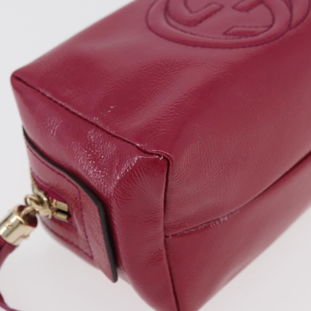 GUCCI Soho Fringe Pouch Patent leather Pink Gold 308636 Auth am11592A