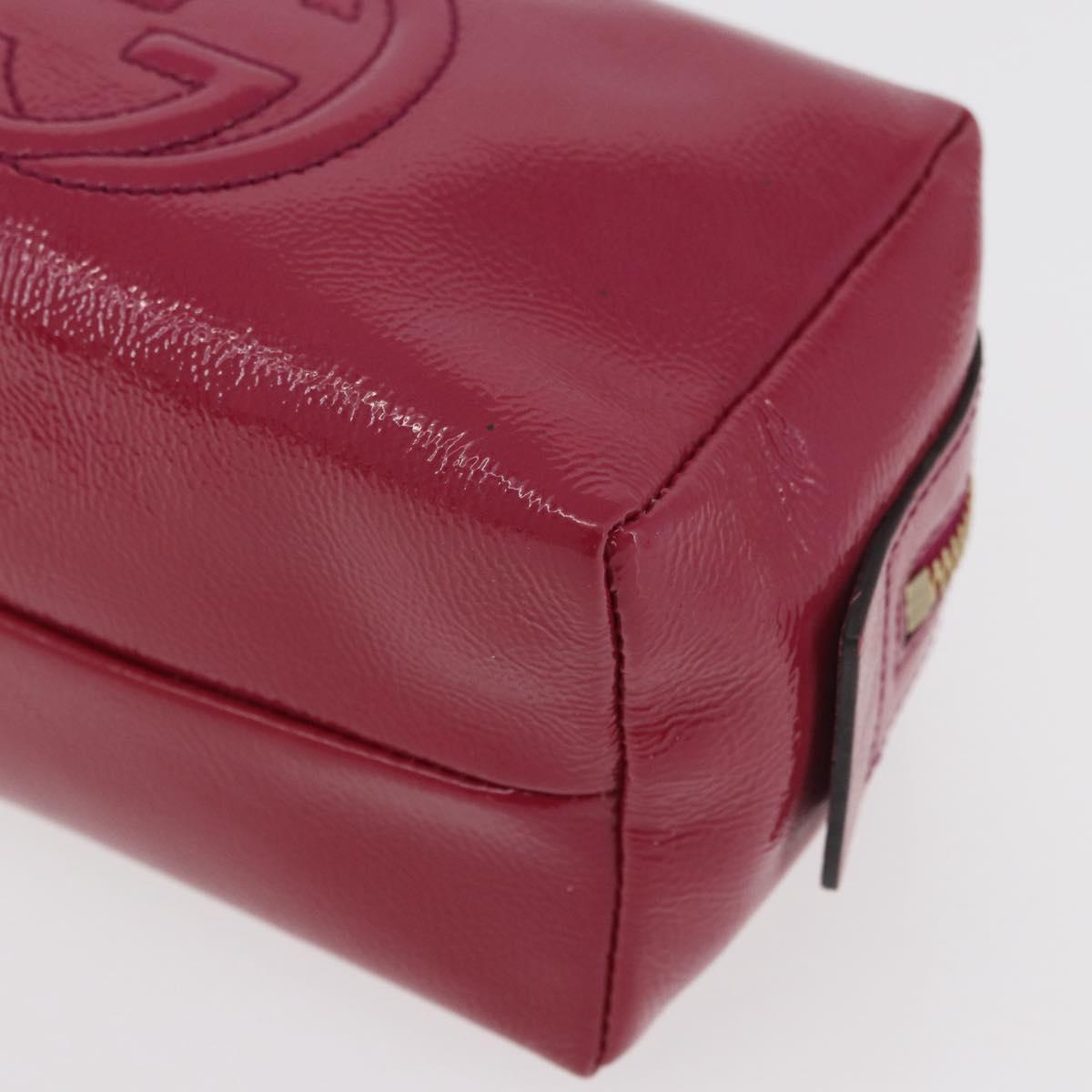 GUCCI Soho Fringe Pouch Patent leather Pink Gold 308636 Auth am11592A