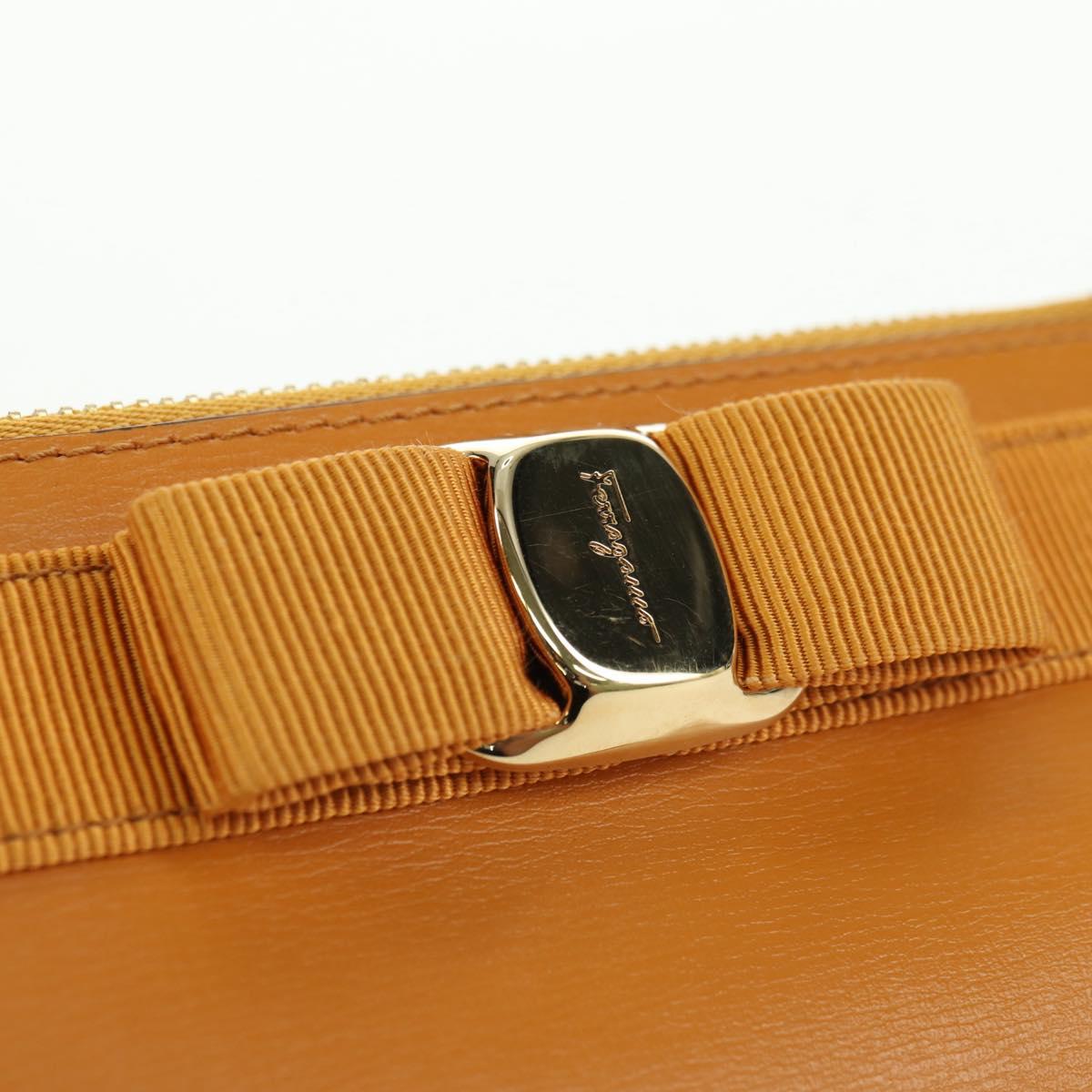 Salvatore Ferragamo Vala Fragment Coin Purse Leather Yellow Gold Auth am11593V