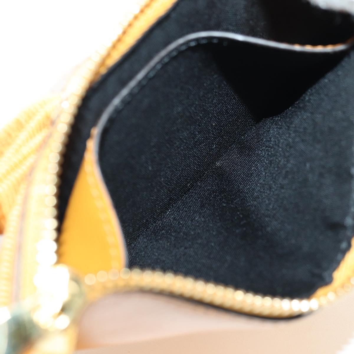 Salvatore Ferragamo Vala Fragment Coin Purse Leather Yellow Gold Auth am11593V
