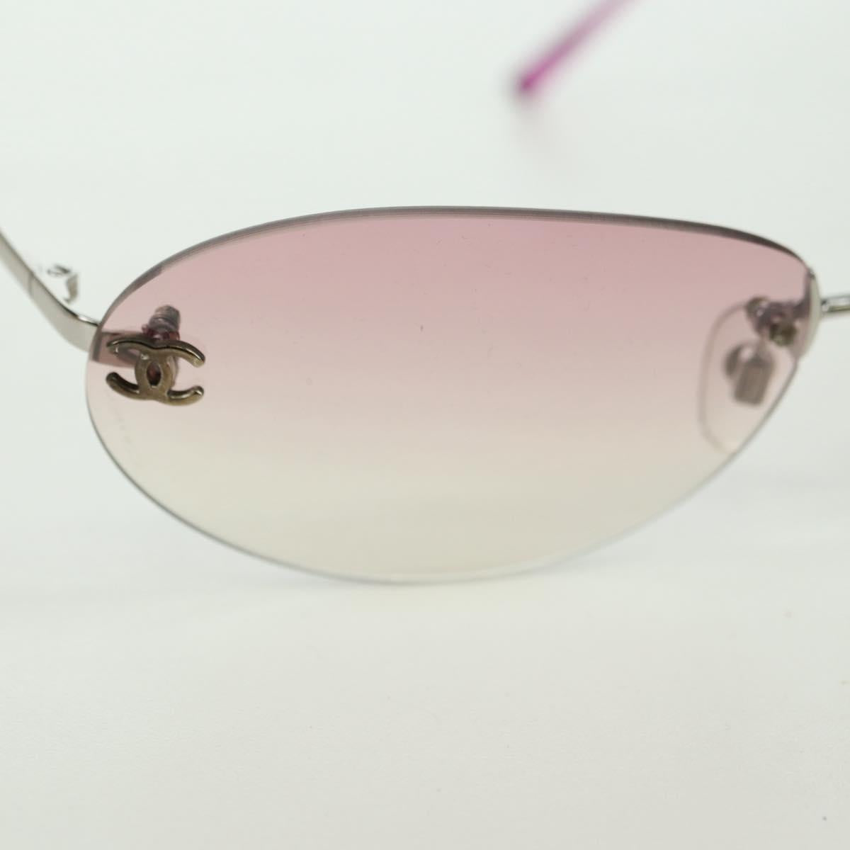 CHANEL Rimless CC Sunglasses metal Purple CC Auth am11594V